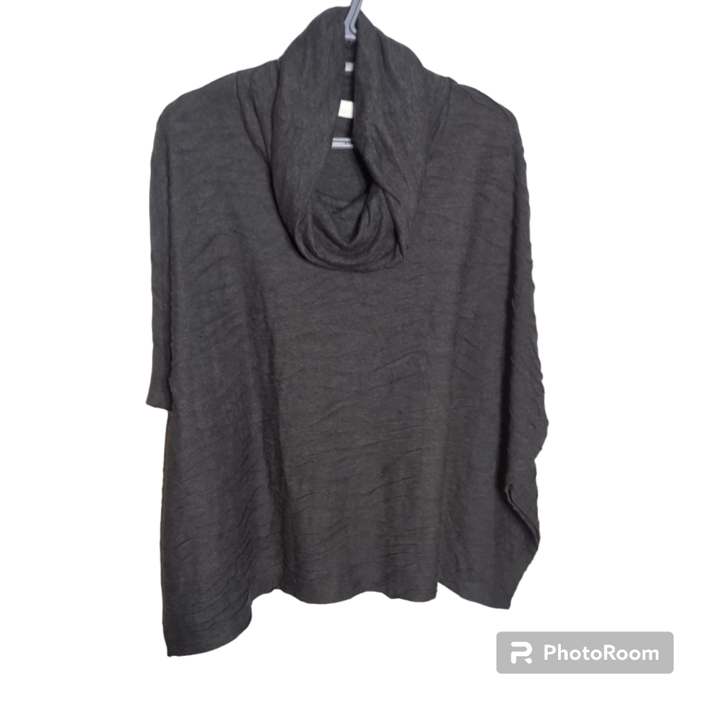 Nomadic Traders Textured Cowl Neck Grey Poncho Size Small